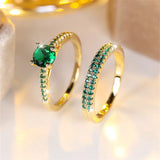 Σετ δαχτυλιδιών Duo με Ένα Emerald και χρυσό