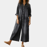 Ντιάνα | Vintage denim overall φτιαγμένο από πλυμένο βαμβακερό ύφασμα με κουμπί