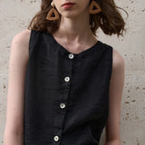 Ασύμμετρο λινό cropped top
