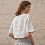 Boxy λινέν crop top