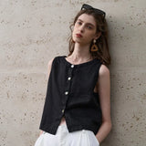 Ασύμμετρο λινό cropped top