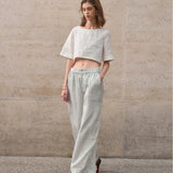 Boxy λινέν crop top