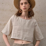 Boxy λινέν crop top