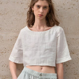 Boxy λινέν crop top