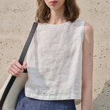 Ασύμμετρο λινό cropped top