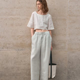 Boxy λινέν crop top