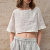 Boxy λινέν crop top
