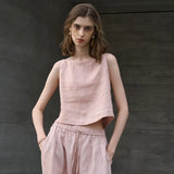 Ασύμμετρο λινό cropped top