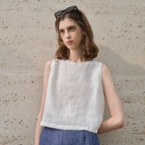 Ασύμμετρο λινό cropped top