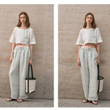 Boxy λινέν crop top