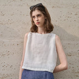 Ασύμμετρο λινό cropped top