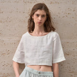 Boxy λινέν crop top