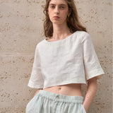 Boxy λινέν crop top