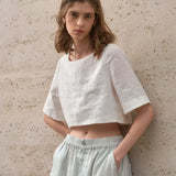 Boxy λινέν crop top