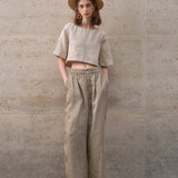 Boxy λινέν crop top