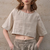 Boxy λινέν crop top