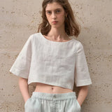 Boxy λινέν crop top