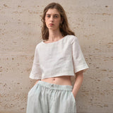 Boxy λινέν crop top