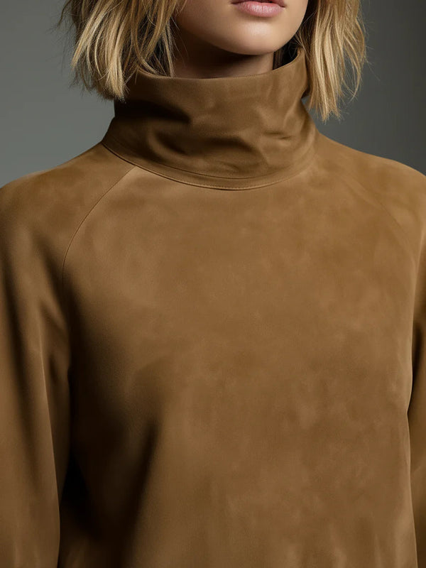 Bibiane | Μίνι Φόρεμα Oversized σε Σουέτ με Ψηλό Λαιμό