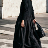 Odette | Maxi Μαύρο Oversized Φόρεμα με Ψηλό Γιακά