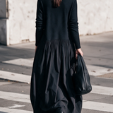 Odette | Maxi Μαύρο Oversized Φόρεμα με Ψηλό Γιακά