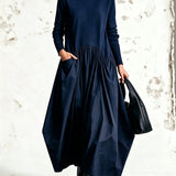 Odette | Maxi Μαύρο Oversized Φόρεμα με Ψηλό Γιακά