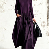 Odette | Maxi Μαύρο Oversized Φόρεμα με Ψηλό Γιακά