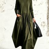 Odette | Maxi Μαύρο Oversized Φόρεμα με Ψηλό Γιακά