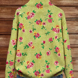 Constance | Floral rose και lime cardigan με φερμουάρ