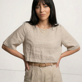 Boxy λινέν crop top