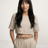 Boxy λινέν crop top